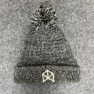 BMFit‎ Beanie Hat Mens OSFA Heathered Grey Pom Pom stretch Casual Adult